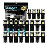 Alopee W5W LED Bulb White 5SMD 5050 Chips 6500K T10 501 Led Bulbs 12V Car Replacement for Map Dome Courtesy Number Plate Dashboard Side Marker Light (20 Pack)