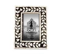 ALORAA Floral Mother of Pearl Horn Work Inspired Photo Frame - Handmade 4x6 Picture with Floral Design - Sustainable MDF & Resin Frame for Weddings, Gifting & Home Décor