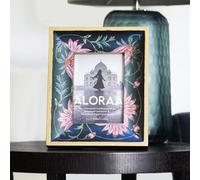 ALORAA Handcrafted Floral 5x7 Photo Frame Persian-Inspired Vintage Gold Foil Design - Ethically Made in India - Rustic Mughal Aesthetic - Landscape or Portrait Display - Elegant Gift