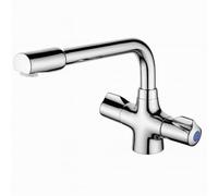 Alore Kitchen Mixer Tap Chrome - Dual Handle Modern Deck Mounted Mixer for Hot and Cold Water Systems