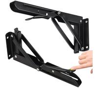 Aloskart Stainless Steel Folding Console Heavy Duty 300 mm, 2 Pieces Angle Load 120 kg, Hinges Table Tops, with Lock, Shelf Bracket Foldable for Wall, ZDJT