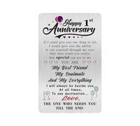 Alotozo 1 Year Wedding Anniversary Card - Engraved Wallet Card for Him & Her - Happy 1st Wedding Anniversary
