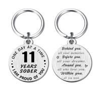 Alotozo 11 Years Sobriety Gift Addiction Recovery Keychain - 11 Yrs Sober Milestone Gift Key Ring - AA Gift NA Recovery Sobriety for Women Men