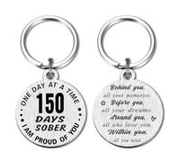 Alotozo 150 Days Sobriety Gift - 5 Months Addiction Recovery Keyring - 150 Day Sober Milestone Gifts for Men Women - 5 Month AA Sobriety Token