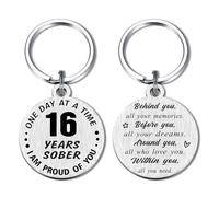 Alotozo 16 Years Sobriety Gift Addiction Recovery Keychain - 16 Yrs Sober Milestone Gift Key Ring - AA Gift NA Recovery Sobriety for Women Men