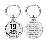 Alotozo 19 Year Sober Gifts for Men Women - 19 Years Sobriety Recovery Keyring - 19 Yrs Sober Milestone Gift Key Ring - AA NA Recovery Gifts