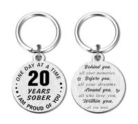 Alotozo 20 Years Sobriety Gift Addiction Recovery Keychain - 20 Yrs Sober Milestone Gift Key Ring - AA Gift NA Recovery Sobriety for Women Men