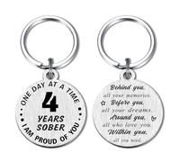 Alotozo 4 Four Years Sobriety Gift Addiction Recovery Keychain - 4 Yr Sober Milestone Gift Key Ring - AA Gift NA Recovery Sobriety for Women Men