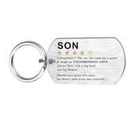 Alotozo 4-Star Rating Review Keyring for Son - Personalised Gifts from Dad/Mum - Laser Engraved Key Chain for Adult Son