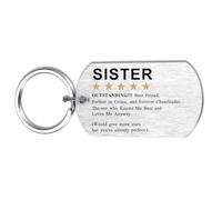 Alotozo 5-Star Rating Review Keyring for Sister - Mother’s Day, Birthday Gifts from Brother/Sis - Funny Gifts for Sister - Laser Engraved Key Chain for Sisters