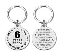 Alotozo 6 Six Years Sobriety Gift Addiction Recovery Keychain - 6 Yr Sober Milestone Gift Key Ring - AA Gift NA Recovery Sobriety for Women Men