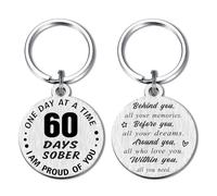 Alotozo 60 Days Sobriety Gift - 2 Months Sober Gifts for Men Women - 60 Day AA NA Sobriety Keyring - Alcohol Drug Addiction Recovery Gifts