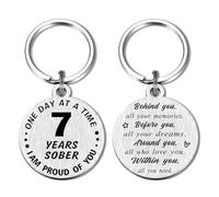 Alotozo 7 Years Sobriety Gift Addiction Recovery Keychain - 7 Yrs Sober Milestone Gift Key Ring - AA Gift NA Recovery Sobriety for Women Men