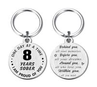 Alotozo 8 Year Sobriety Gifts - 8 Years Sober Gifts Keyring for Men Women - 8 Years AA NA Addiction Recovery Keyring - 8 Years Stay Sober Token