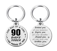 Alotozo 90 Day Sober Gifts for Men Women - 3 Months Sobriety Gift Keyring - 90 Days Sober Milestone Gift - 3 Month AA NA Recovery Keyring