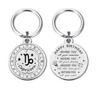 Alotozo Capricorn Zodiac Birthday Keyring - Unique Capricorn Horoscope Birthday Gifts - Engraved Bday Gift for Women & Men (December 22 - January 19)