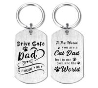 Alotozo Cat Dad Gifts for Men - Drive Safe Dad Gifts from Cats - Father's Day,Birthday Gifts for Cat Daddy - Laser Engraved Keyring