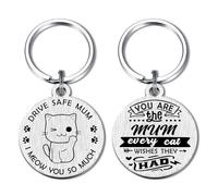 Alotozo Cat Mum Gifts for Women - Mother's Day Gifts from Cats to Mum - Drive Safe Mum Keyring from Cat