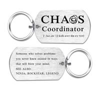 Alotozo Chaos Coordinator Gifts for Women & Men - Class Coordinator Keyring for Boss, Coworker, Teacher, Great Office Gifts - Laser Engraved Stainless Steel Keychain