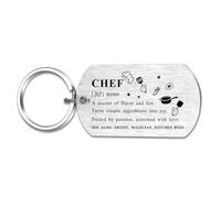 Alotozo Chef Keychain Gift for Men/Women - Funny Culinary Dog Tag for Cook or Baker - Kitchen-themed Keepsake for Foodie or Cooking Lover - Chef Gifts for Birthday/Retirement/Christmas