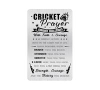 Alotozo Cricket Prayer Engraved Wallet Card - Christian Motivational Gift for Athletes, Teens & Coaches - Stainless Steel Cricket Good Luck Token, Team Spirit Favors
