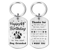 Alotozo Dog Grandad 69th Birthday Gifts - Happy 69th Birthday Keyring from Dogs to Grandad - Grandad 69 Year Old Birthday Gifts from Dog