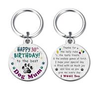Alotozo Dog Mum 30th Birthday Gifts - Happy 30th Birthday Gift from Dogs for the Best Dog Mum - Mum 30 Years Birthday Keyring from Puppy