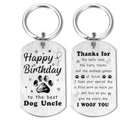 Alotozo Dog Uncle Birthday Gifts - Happy Birthday Keyring from Dogs to Uncle - Uncle Fathers Day Birthday Gifts from Dog