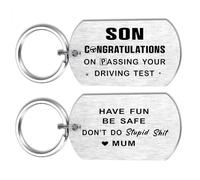 Alotozo Driving Test Passed Keychain for Son - Drive Safe Son Gift from Mum - Passing Driving Test Gift, Stainless Steel Car Safety Keychain