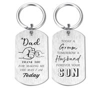 Alotozo Engraved Stainless Steel Keychain for Father of the Groom - Today a Groom, Tomorrow a Husband, Forever Your Son Wedding Keepsake (Free Laser Engraving & Velvet Bag)