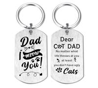 Alotozo Father's Day Dad Gift from Cat - Cat Father Gifts for Men - Durable Laser Engraved Keyring for Cat Daddy
