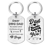 Alotozo Father's Day Gifts from Dogs to Dad - Best Dog Dad Keyring Gift for Men - Laser Engraved Keychain for Puppy Father