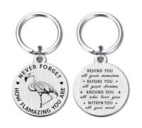 Alotozo Flamingo Keyring - Motivational Cheer Up Flamingo Gifts for Women Girls Teens - Never Forget How Flamazing You Are