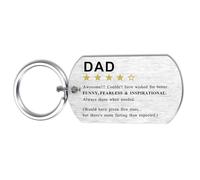 Alotozo Funny Father’s Day Dad Gifts from Daughter Son - 4-Star Rating Review Keyring for Dad - Laser Engraved Key Chain for Father