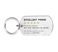 Alotozo Funny Gift for Best Friend - 5 Star Review Keyring for Best Friend - Would Recommend, But Not Willing to Share Laser Engraved Friendship Gifts
