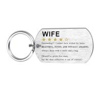 Alotozo Funny Gifts for Her Wife from Husband - 4-Star Rating Review Keyring for Wife - To My Wife Romantic Gifts, Anniversary,Birthday Keepsake