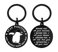 Alotozo Funny Penguin Keyring - Stay Positive and Waddle Your Own Way Penguin Gifts for Men Women Teens - Motivation Gift for Family Friends (Graduation, Birthday, Christmas)