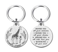 Alotozo Giraffe Keyring - Always Stand Tall Motivational Giraffe Gift - Uplifting Gifts for Giraffes Lovers Teen Friends (Birthday Christmas Graduation)