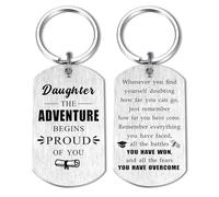 Alotozo Graduation Gift for Daughter Keychain - Daughter Graduation Keyring from Mum or Dad - College Middle High School Seniors PhD 2025 School Leaver Present
