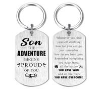Alotozo Graduation Gift for Son Keychain - Son Graduation Keyring from Mum or Dad - College Middle High School Seniors PhD 2025 School Leaver Present