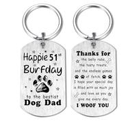 Alotozo Happy 51st Birthday from Dogs to Dad - Dog Dad 51 Years Old Birthday Keyring Gifts - Laser Engraved 51st Bday Present for Puppy Father