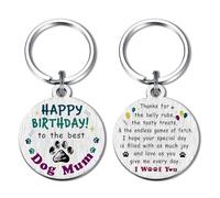 Alotozo Happy Birthday from Dogs to Mum - Laser Engraved Keychain for Mum Birthday, Mother's Day Gifts - Dog Mum Birthday Gifts