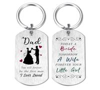 Alotozo Laser Engraved Father of the Bride Keychain - Personalized Stainless Steel Wedding Gift from Daughter - Bride's Dad Gifts from Daughter