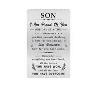 Alotozo Laser Engraved Sobriety Card for Son - AA Recovery Gift for Son, Soberversary Birthday Gifts - Inspirational Token to Celebrate Men's Sobriety Journey (Credit Card Size), silver, S, Minimalist