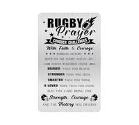 Alotozo Laser Engraved Stainless Steel Rugby Prayer Wallet Card - Inspirational Gift for Rugby Players & Fans, Motivational Keepsake with Faith & Courage Quote (Credit Card Size