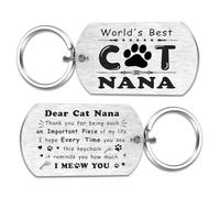 Alotozo Mothers Day Gifts from Cats to Nana - World's Best Cat Nana Keyring - Personalized Stainless Steel Gift for Cat Grandmothers