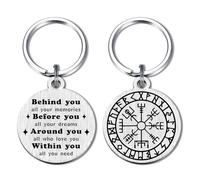 Alotozo Norse Viking Keyring for Men Women - Compass, Tree of Life, Wolf, Odin, Ravens Mythology Gift for Birthday Christmas