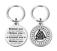 Alotozo Norse Viking Keyring for Men Women - Compass, Tree of Life, Wolf, Odin, Ravens Mythology Gift for Birthday Christmas