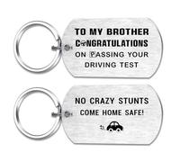 Alotozo Passing Driving Test Gift for Brother - Drive Safe Brother Keyring for Teen Boy Driver - First Car Keepsake from Sibling or Family
