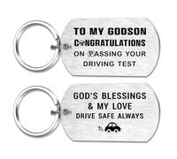 Alotozo Passing Driving Test Gift for Godson - Drive Safe Keyring for Teen Boy from Godparent - First Car Accessory for New Drivers Godson